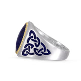 Lapis Lazuli Stone Signet Ring in Sterling Silver with Enamel