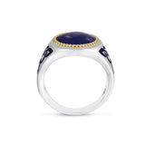 Lapis Lazuli Stone Signet Ring in Sterling Silver with Enamel
