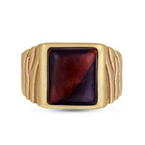 Chatoyant Red Tiger Eye Stone Signet Ring in Brown Rhodium & 14K Yellow Gold Plated Sterling Silver