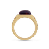 Chatoyant Red Tiger Eye Stone Signet Ring in Brown Rhodium & 14K Yellow Gold Plated Sterling Silver
