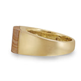 Wood Jasper Stone Signet Ring in 14K Yellow Gold Plated Sterling Silver