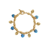 Sunshine Twist Turquoise Charms Bracelet in 14K Yellow Gold Plated Sterling Silver