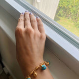 Sunshine Twist Turquoise Charms Bracelet in 14K Yellow Gold Plated Sterling Silver