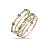 Sunshine & Sea Turquoise Stackable Bangles in 14K Yellow Gold Plated Sterling Silver