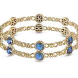 Sunshine & Sea Turquoise Stackable Bangles in 14K Yellow Gold Plated Sterling Silver