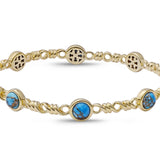 Sunshine & Sea Turquoise Stackable Bangles in 14K Yellow Gold Plated Sterling Silver