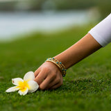 Sunshine & Sea Turquoise Stackable Bangles in 14K Yellow Gold Plated Sterling Silver