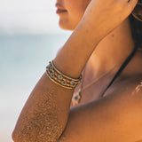 Sunshine & Sea Turquoise Stackable Bangles in 14K Yellow Gold Plated Sterling Silver