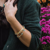 Sunshine & Sea Turquoise Stackable Bangles in 14K Yellow Gold Plated Sterling Silver