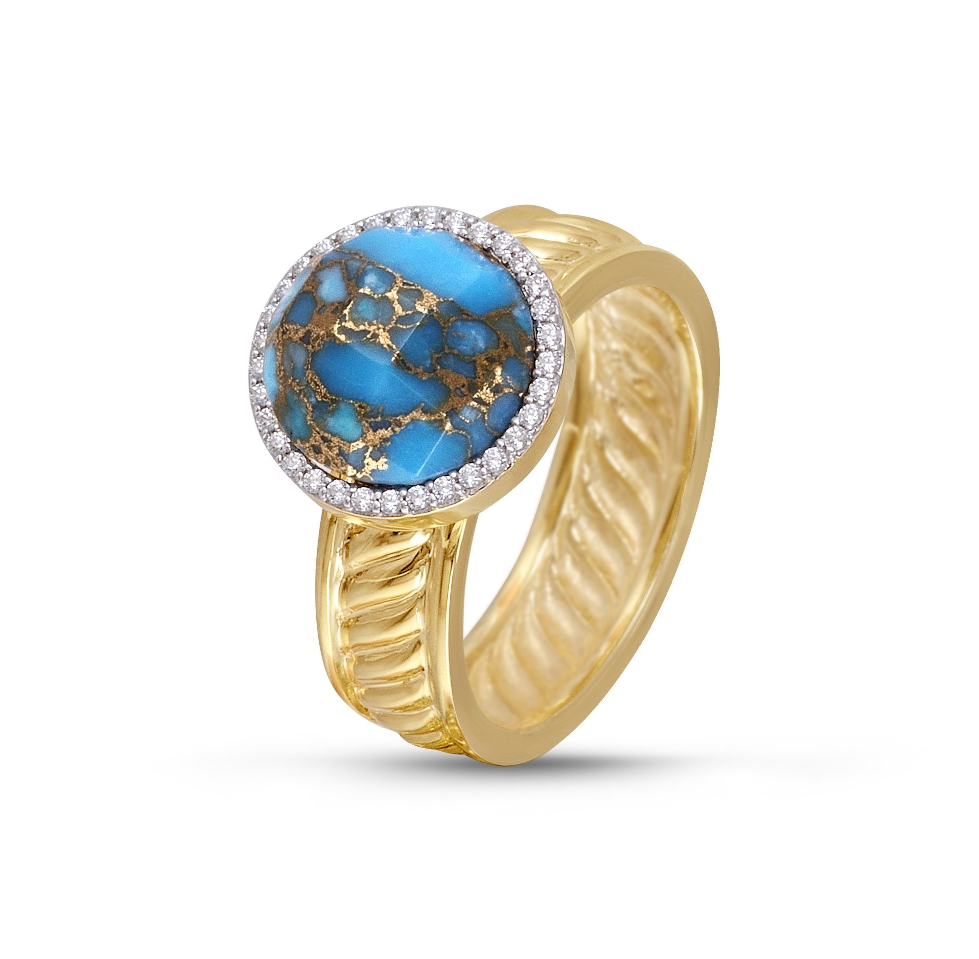 Natural Turquoise & 14k Gold Filled Sun Stretch Ring