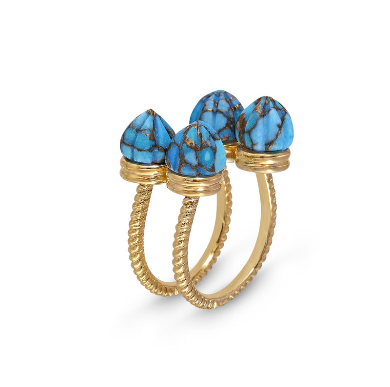 Sea Breeze Turquoise Open Ring in 14K Yellow Gold Plated Sterling Silver