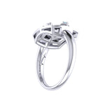 Sagittarius Archer Blue Topaz & Diamond Constellation Signet Ring in 14K White Gold