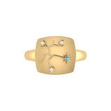 Sagittarius Archer Blue Topaz & Diamond Constellation Signet Ring in 14K Yellow Gold Vermeil on Sterling Silver