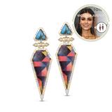 Fearless Turquoise Diamond Earrings in 14K Yellow Gold Plated Sterling Silver