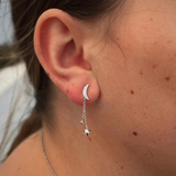 Moonlit Drop Star Diamond Earrings in Sterling Silver