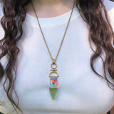 Splashy Flashy Prehnite & Diamond Mosaic Necklace in 14K Yellow Gold Plated Sterling Silver