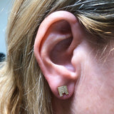 City Arches Square Diamond Stud Earrings in 14K Yellow Gold Vermeil on Sterling Silver