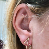 Electric Spark Zig Zag Diamond Earrings in 14K Yellow Gold Vermeil on Sterling Silver