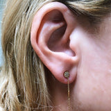 Straight Lace Open Square Street Diamond Earrings in 14K Yellow Gold Vermeil on Sterling Silver