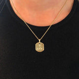 Pisces Two Fish Aquamarine & Diamond Constellation Tag Pendant Necklace in 14K Yellow Gold Vermeil on Sterling Silver