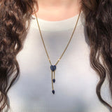 Luv Me Lapis Adjustable Heart Necklace in 14K Rose Gold Plated Sterling Silver