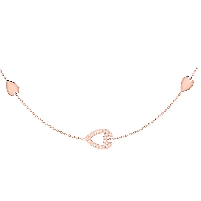 Avani Open Raindrop Layered Diamond Necklace in 14K Rose Gold Vermeil on Sterling Silver