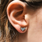 One Way Arrow Diamond Stud Earrings in 14K Yellow Gold Vermeil on Sterling Silver