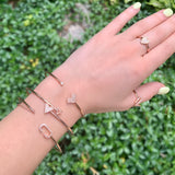 One Way Arrow Adjustable Diamond Cuff in 14K Rose Gold Vermeil on Sterling Silver