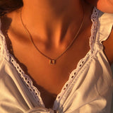 Street Light Diamond Square Necklace in 14K Yellow Gold Vermeil on Sterling Silver