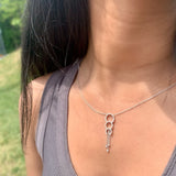 Chandelier Circle Trio Bolo Adjustable Diamond Lariat Necklace in Sterling Silver